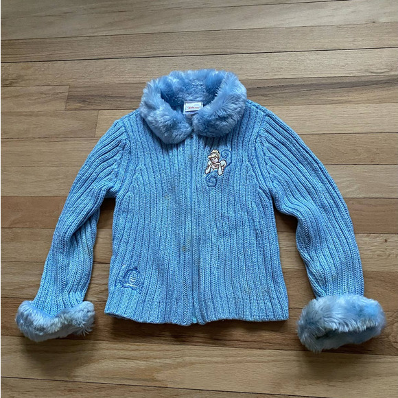 Rare Vintage Disney Princess Cinderella Knit Blue Jacket - Picture 1 of 8